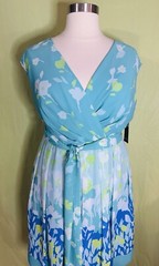 ADRIANNA PAPELL Women’s Size 18W Sleeveless V-Neck Floral Fit + Flare Dress NWT