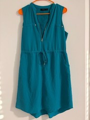 Apt. 9 Sleeveless Drawstring Waist Utility Shift Dress in Teal
