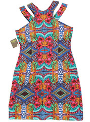 Taylor Sleeveless Double Strap Printed Textured Sheath Dress Size 4 Ginger NEW