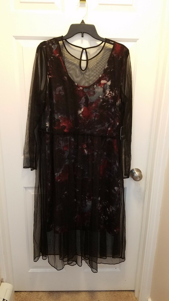 NWT Simply Vera Wang Floral Mesh Over Lay Dress, Size XSmall, Retail $78.00
