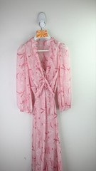 Scanlan Theodore 2 piece cross front silk long sleeve dress in blush size S/UK8