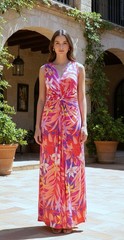 Iman Women&rsquo;s Maxi Dress Sleeveless Multicolor Stretch Petite Size PXL