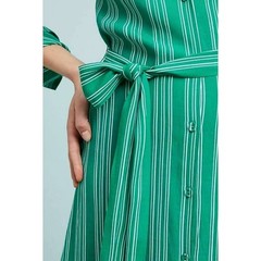NWT Anthropologie Maeve Martina Belted Shirt Dress Sz 10 Green Striped Coastal