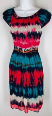 Milly Tie Dye Silk Dress 4 S Red Blue Green White Pink Orange