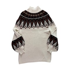 Free People Scotland Fair Isle Sweater Dress XS Boho Mock Neck Wool Mohair Ski