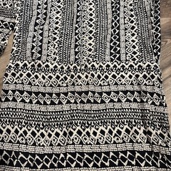 Mango Black & Beige Patterned Long Sleeved Drop Waist Dress Size 4