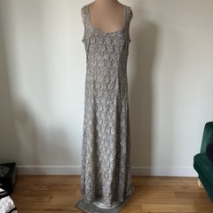 Cassandra Stone Vintage Beaded Lace Sequin Grey Formal Dress Jacket Set Size 10