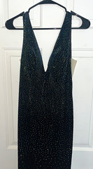 Velvet Black Rhinestone V-neck Pageant Mermaid Dress Johnathan Kayne 2308