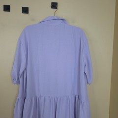 Beeson River Short Sleeve Collared Drop Waist Bubble Hem Mini Dress Lavender XL
