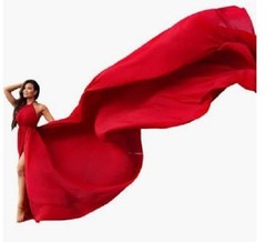 Halter Neck Long Satin Flying Flowy Dress, Long Train Santorini Dress