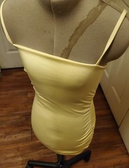 Yellow Solid Ruched Bodycon Mini Dress XS Spaghetti Strap Stretch Knit