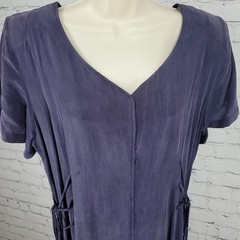 VTG Dorin Frankfurt Blue Purple Silky Short Sleeve Slit Midi Dress Israel Size 2