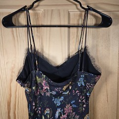 Veronica Beard Bixie Stretch-Silk Slip Dress Floral Black Multi Side Zip Size 2