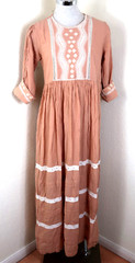 Label RITU KUMAR Brown Long 3/4 Sleeve Maxi Dress Small Medium 6 7 8