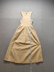 Old Navy Dress Womens Small Beige Sleeveless Tank Maxi Ribbed Bodice Pockets