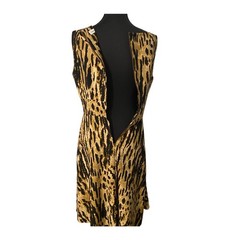 Calvin Klein Animal Print Asymmetrical Neck Sleeveless Dress Size Med Pockets