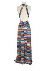 VON VONNI Women&rsquo;s Royal Brown Stripe Transformer Dress Long One Size VVL101 $120