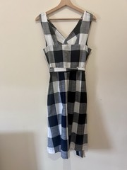 Jigsaw Check Lightweight Summer Dress Check Belted Size 12 100% Cotton