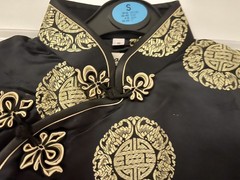 Chinese Oriental long Dress Black Gold Mandarin Collar Cheongsam retro Qipao