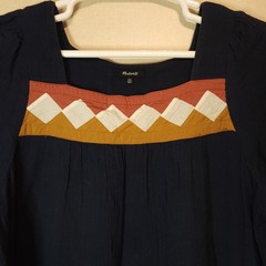 Madewell Patchwork Shift Mini Dress Size XXL Dark Nightfall Blue Pockets Cotton