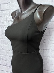 Blue Blush 90s Retro Asymmetric Bodycon Club Date Sheath Black Dress Small