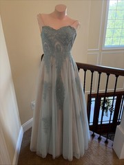 TLC Say Yes To The Prom 5 Blue Silver Rhinestone Bling Strapless Lace Up Dress