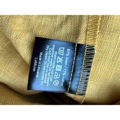 ⁠LeMuse Lithuania Mustard Yellow Linen Cotton Roll Collar Shift Midi Dress M