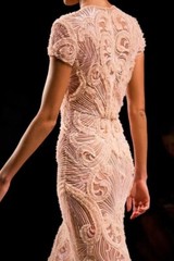 Naeem Khan Spring 2014 Runway Pink Tulle Bead Embroidered Long Dress Gown US 4