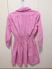 Zara Pink Poplin Long Sleeve Mini Dress Size Medium