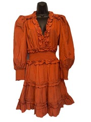 NWT House of Harlow Nicole Richie Corduroy V-Neck Mini Dress Rusty Orange XS