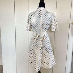 SM Wardrobe Multicolor Cream Polka Dot Fit Flare Party Dress Sz Small NEW!
