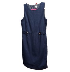 J.CREW Blue Solid Knit Sheath Dress Women’s Size 8 Sleeveless Lined Buttons
