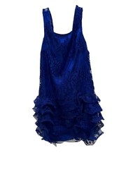 NEW JOHN PAUL ATAKER Blue Designer Sleeveless Ruffle Cocktail Dress Size 4