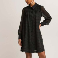 La Redoute Semi Sheer Swiss Polka Dot Swing Shirt Dress Size 8 RRP £52