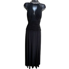 Carabella Elegant Black Evening Dress retro 90’s prom maxi beaded sequin