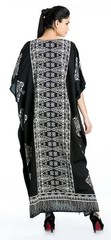 Gypsie Blu Caftan Dress Women Plus Black White Floral Print Tunic Beach Lounger