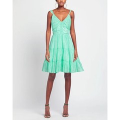 Sandro Green Tiered Linen-Blend Gauze Mini Dress EU 42 / US 10 Coastal EUC $370