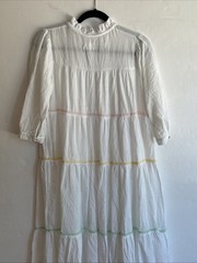 HONORINE Multi White Tiered Long Flowy Giselle Dress Beach Summer XS Small $390