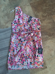 Lulus Dress Large Floral Pink White Orange