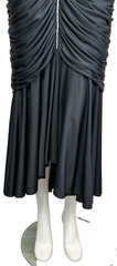 80s Claralura Original Formal Dress Size Medium Black Rhinestone Ruched LS VNeck