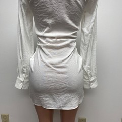 Choosy White Tie Front Deep Open Neck Micro Mini Dress Coverup Size 2 Flawed
