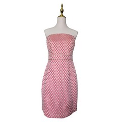 Lilly Pulitzer Josephina Strapless Dress Size 10 Coral Scallop Jacquard New