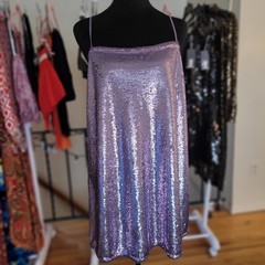 Free People Intimately Time To Shine Sequin Purple Mini Slip Dress Size Medium