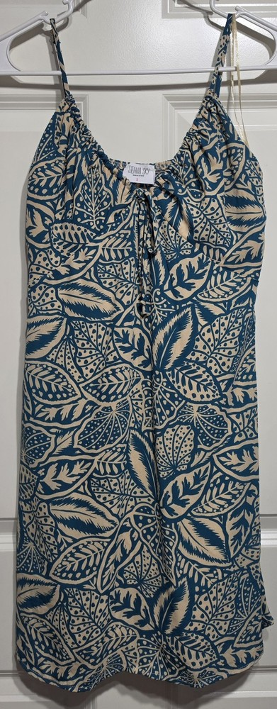 NWT-Sienna Sky Floral Print Size:S Ruffle Smocked Mini Dress Green/Brown