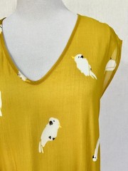 Cop Copine Parrot Dress US Sz 10 EU Sz 40 Yellow White Bird Sleeveless Lined NEW