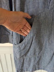 Free People Chambray Mini Dress Medium Linen Boho Western Classic Beach Coastal