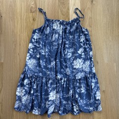 H&M Tiered Sundress Size 10 Blue Floral Adjustable Straps Flowy & Lightweight
