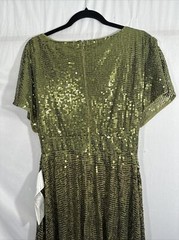 NWT $598 Mac Duggal [ 8 ] Sequined Butterfly Sleeve Wrap Over A Line Gown #Q699