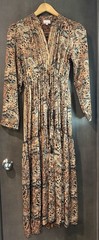 Cienna Silk Blend Maxi Dress Women&rsquo;s SMALL Empire Waist Tiered Peasant Boho