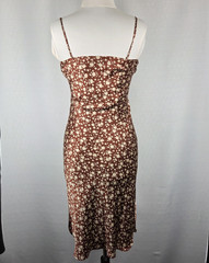 Nili Lotan Brown Floral 100% Silk Midi Slip Dress Women&rsquo;s Small Cami Luxury
